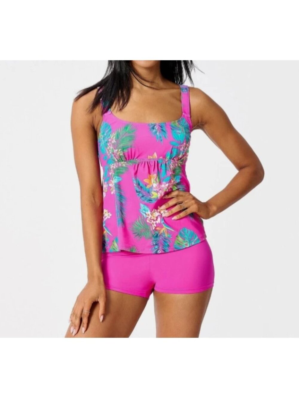 Kim Gravel x Swimsuits For All Size 12 Scoop Neck Tankini Set with Bike Shorts